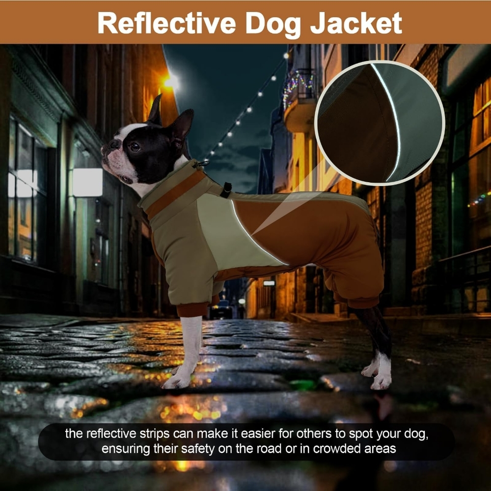 Dog Coat Small Dogs with Built in Harness, Reflective Jacket with Zipper, Small - Picture 7 of 8